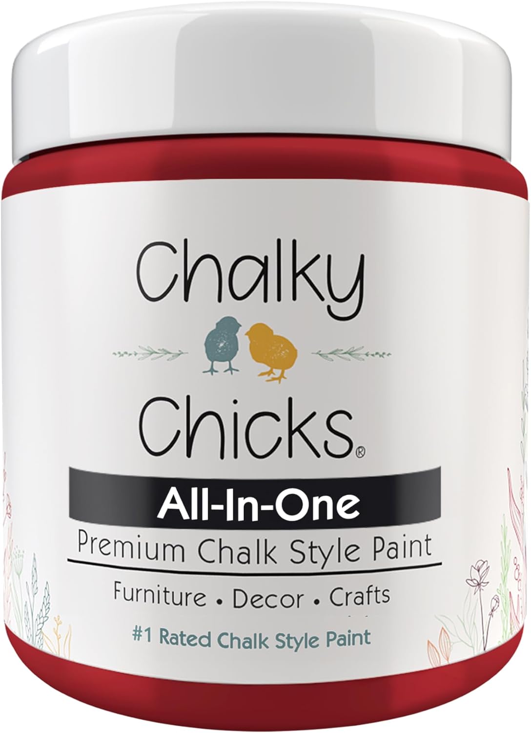 Chalky Chicks All-in-One Chalk Paint for Furniture or Cabinet - 8 Fl Oz - Matte Finish Firecracker (Red) for Metal, Wood Furniture Paint - No Sanding All-in-One for Home Decor & Crafts, USA Made