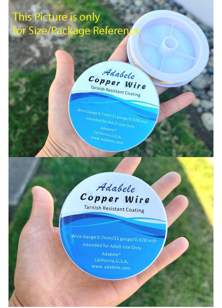 Adabele 147 Feet Premium Tarnish Resistant Round Jewelry Wire Copper Beading Wire Spool Bulk (0.5mm/24 Gauge) 18K Gold Plated for DIY Craft Jewelry Making BF286-5