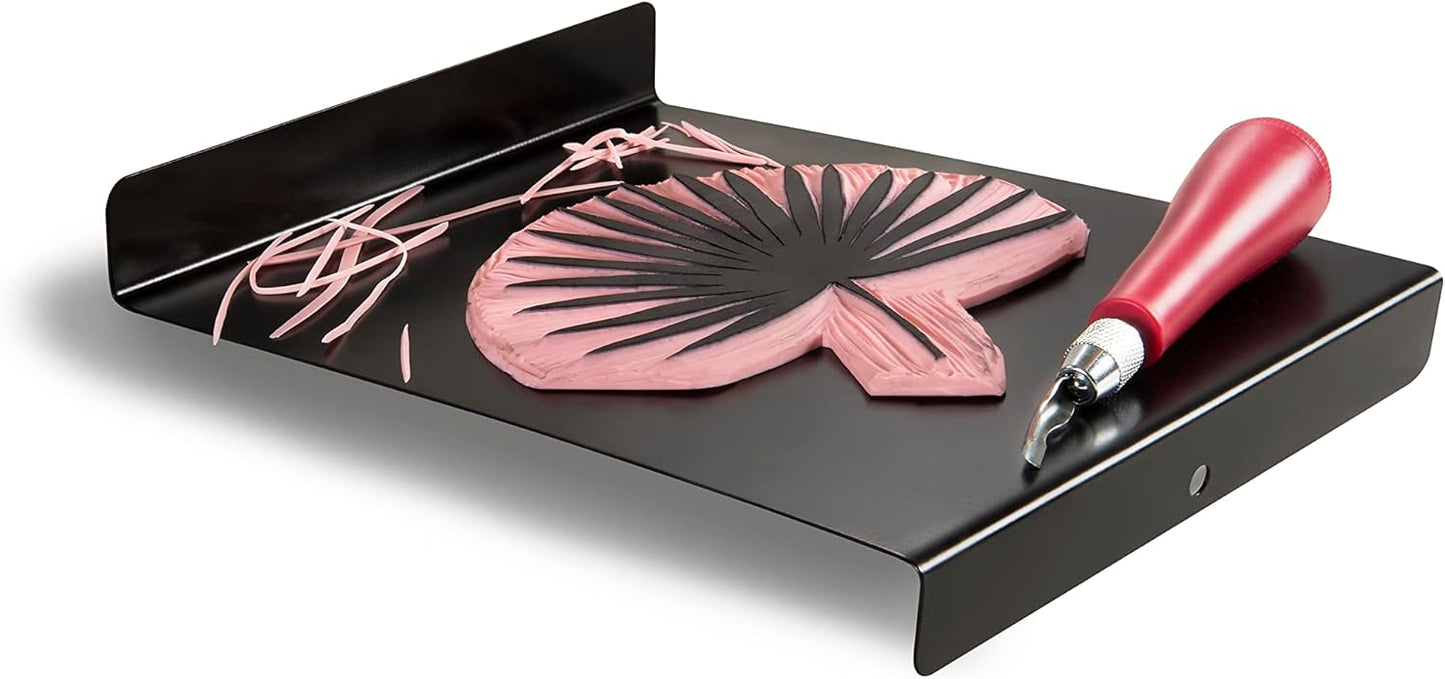 Speedball Block Printing Tool Set (4-Piece) - Includes Linocut Carving Tool, Roller Brayer, Printmaking Baren, and Bench Hook - Made in USA