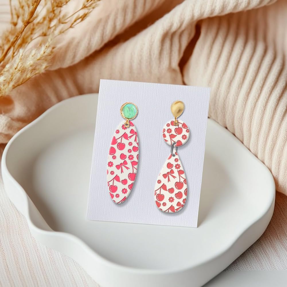 CHGCRAFT Cherry Polymer Clay Texture Sheets Flowers Bow Silicone Texture Stamp Clay Modeling Pattern Pad Texture Sheets for Polymer Clay Making Earrings Jewelry