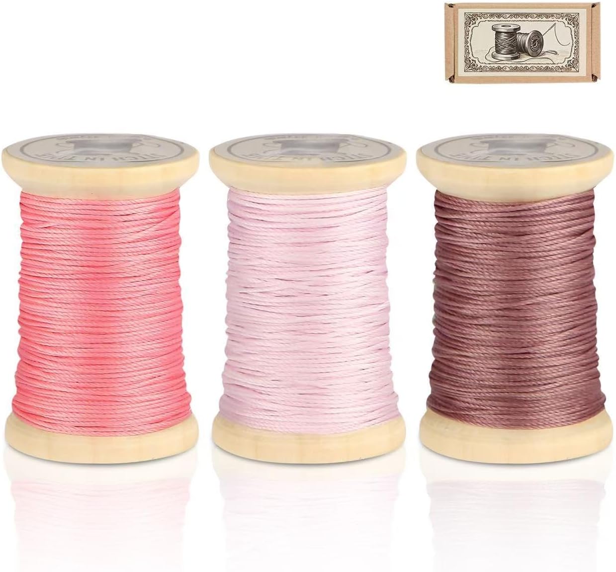 Natural Waxed Thread, 0.55mm/0.8mm, Wax Thread for Handcrafted Wrapping, Sewing, Bookbinding, Leather Threads, Beginners Craft DIY, Hemp Cord (Rose/Lilac/Mauve, 0.8mm/16 Yards)