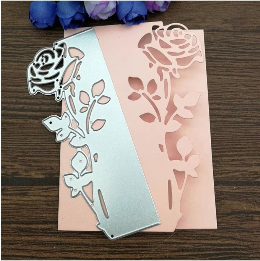 Lapoo Flowers Metal Cutting Die for Scrapbooking - Durable, Cut Stencils for DIY Scrapbook Photo Album Decorative Paper Card, Card Making Supplies, Embossing (Rose Flower 4.6 x 1.9 in)