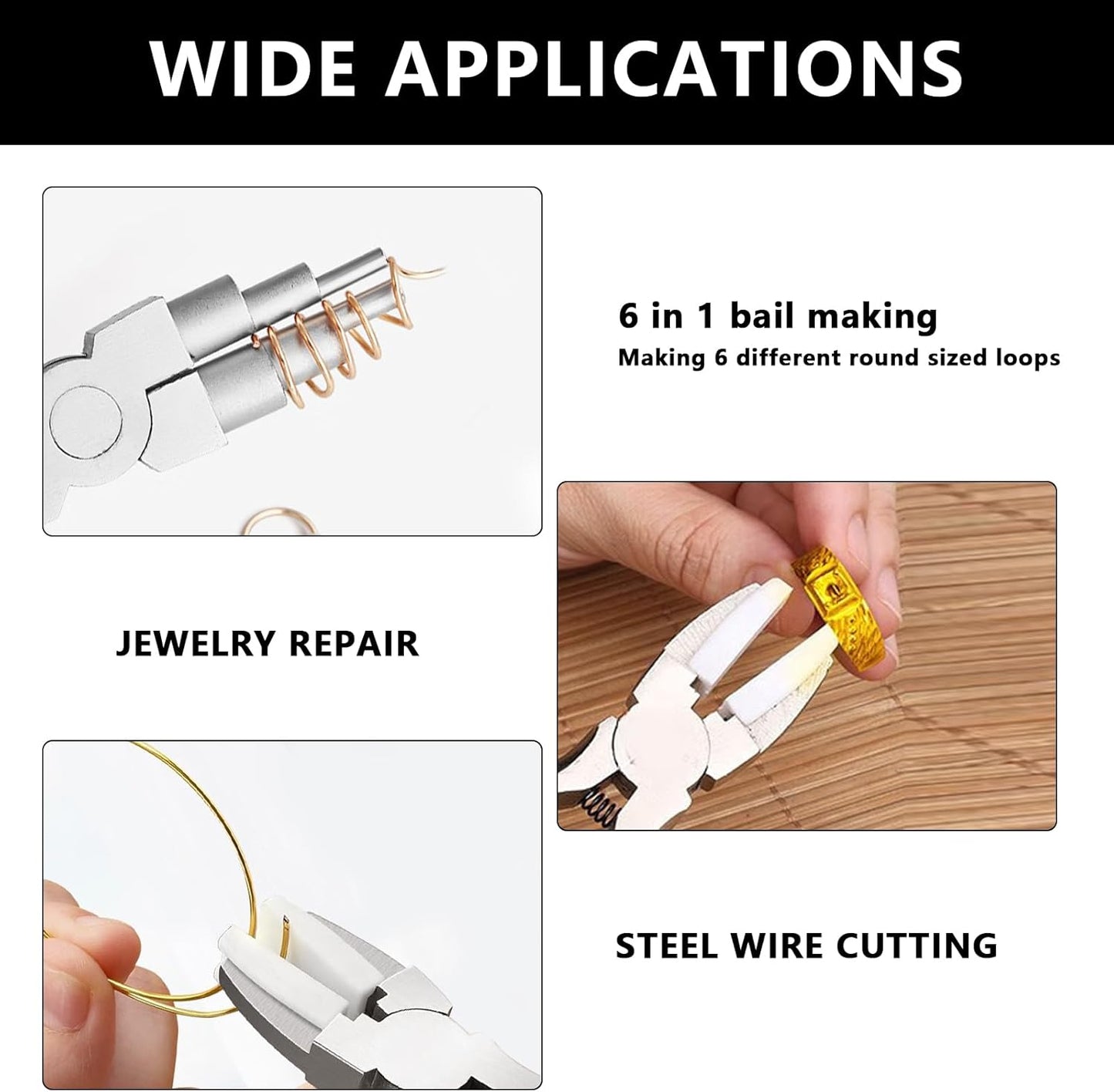 2 Pieces 6 in 1 Jewelry Pliers Jewelry Making Tool Bail Making Pliers wire bending pliers Wire Bending for Beading Looping Shaping Wire DIY Crafts,Bending Jewelry Makings Looping Crafts