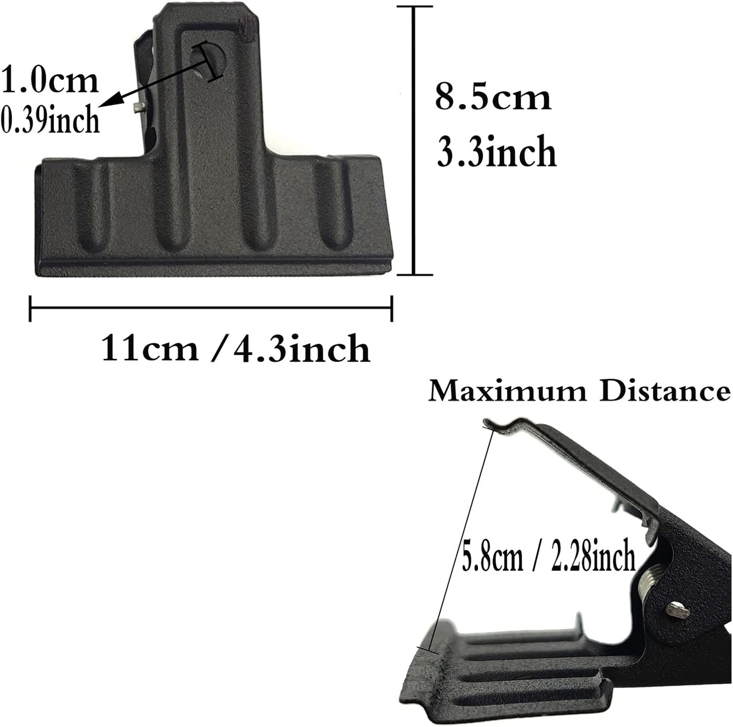 Locci Black Large Bull Clips,10 PCS Extra Large Binder 4.3 Inch Giant Binder Clips,Jumbo Binder Clips for Home,Work,Art,Office and Kitchen (110 mm)
