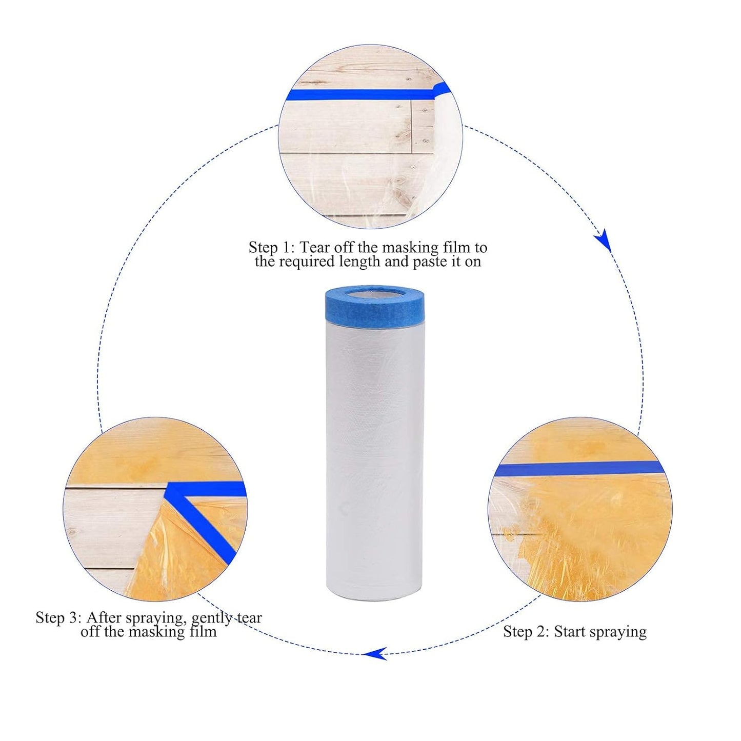 VECOPE 3-Piece Set,Pre- Masking Film Protection Covering Cloth Tape | for Automotive Covering Painting Paint Masking (5-Feet X 65-Feet)