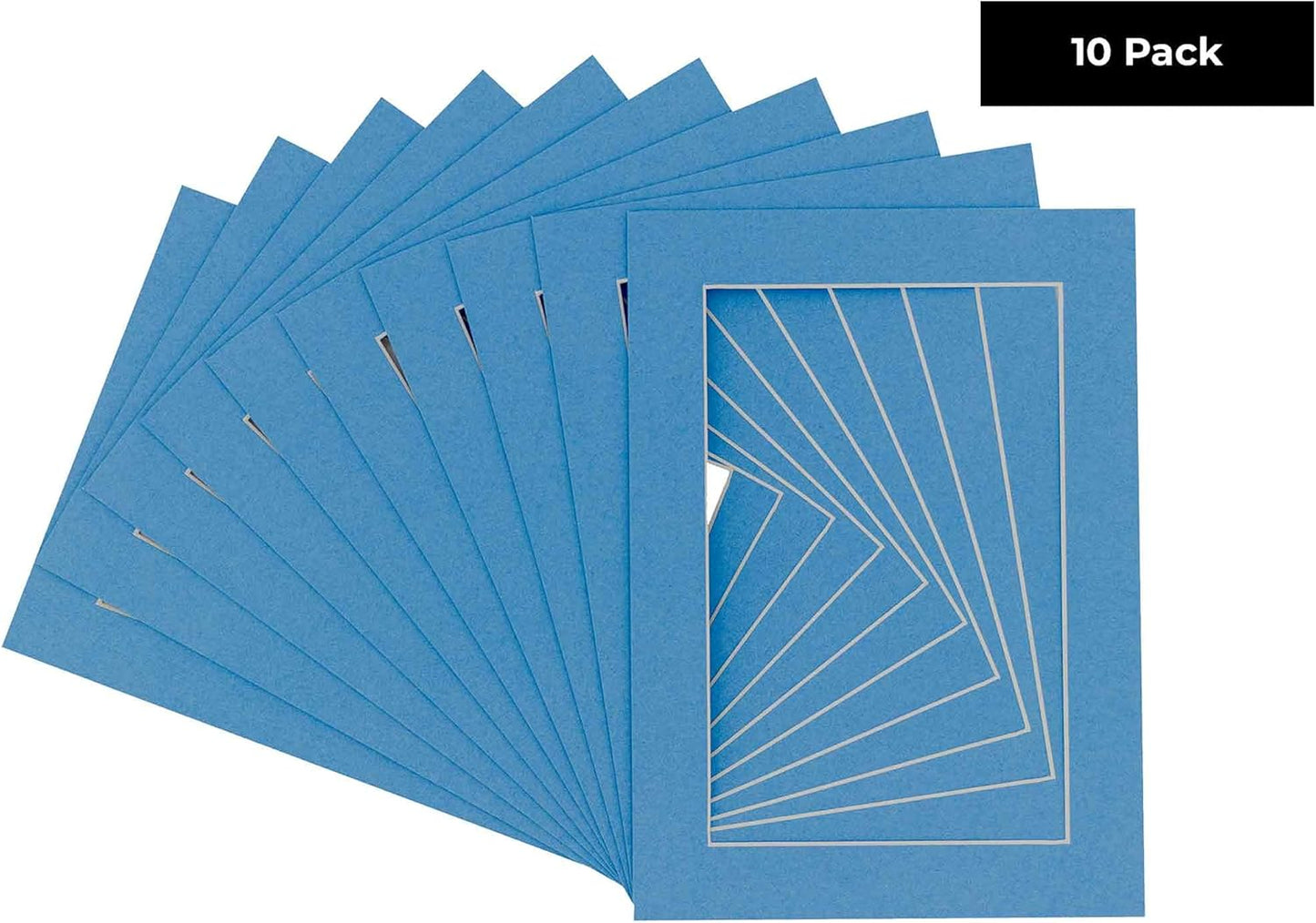5x7 Mat for 8.5x11 Frame - Precut Mat Board Acid-Free Show Kit with Backing Board, and Clear Bags Bay Blue 5x7 Photo Matte Made to Fit a 8.5x11 Picture Frame Matboard for Framing, Pack of 10 Mats