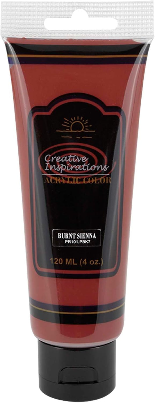 Creative Inspirations Acrylic Paint - Burnt Sienna - 120 mL Tube - Smooth & Creamy Consistency, Vibrant Pigmentation, Great Coverage for Artists - Clean Up with Soap & Water