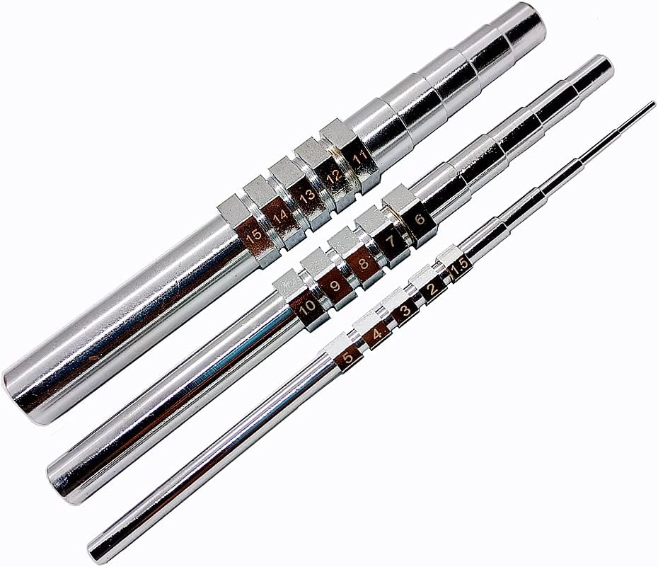 MMoon-L&F Wire Looping Wrapping Step Mandel Steel Round Bead Working Loop Jump Ring Metal Jewelry Forming Tool with 3pcs and 15 Sizes