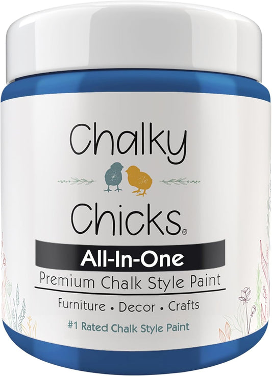 Chalky Chicks 8 Fl Oz Matte Denim (Navy Blue) Chalk Paint for Furniture Without Sanding - No Prep Furniture Paint No Sanding All in One for Crafts, Wood, Walls, Cabinet, Metal, Dresser, Farmhouse