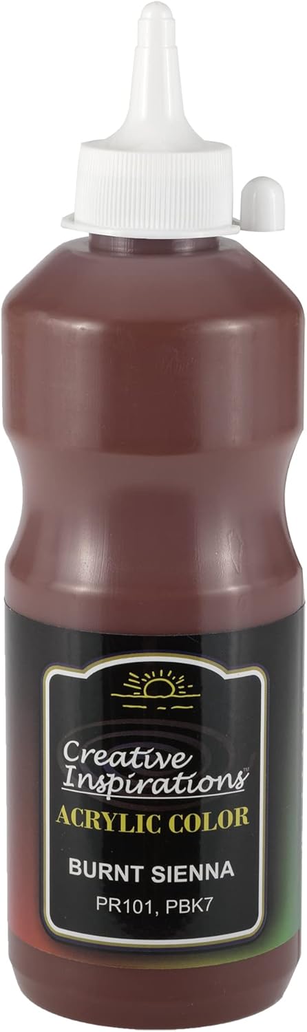 Creative Inspirations Acrylic Paint - Burnt Sienna - 500 mL Bottle - Smooth & Creamy Consistency, Vibrant Pigmentation, Great Coverage for Artists - Clean Up with Soap & Water