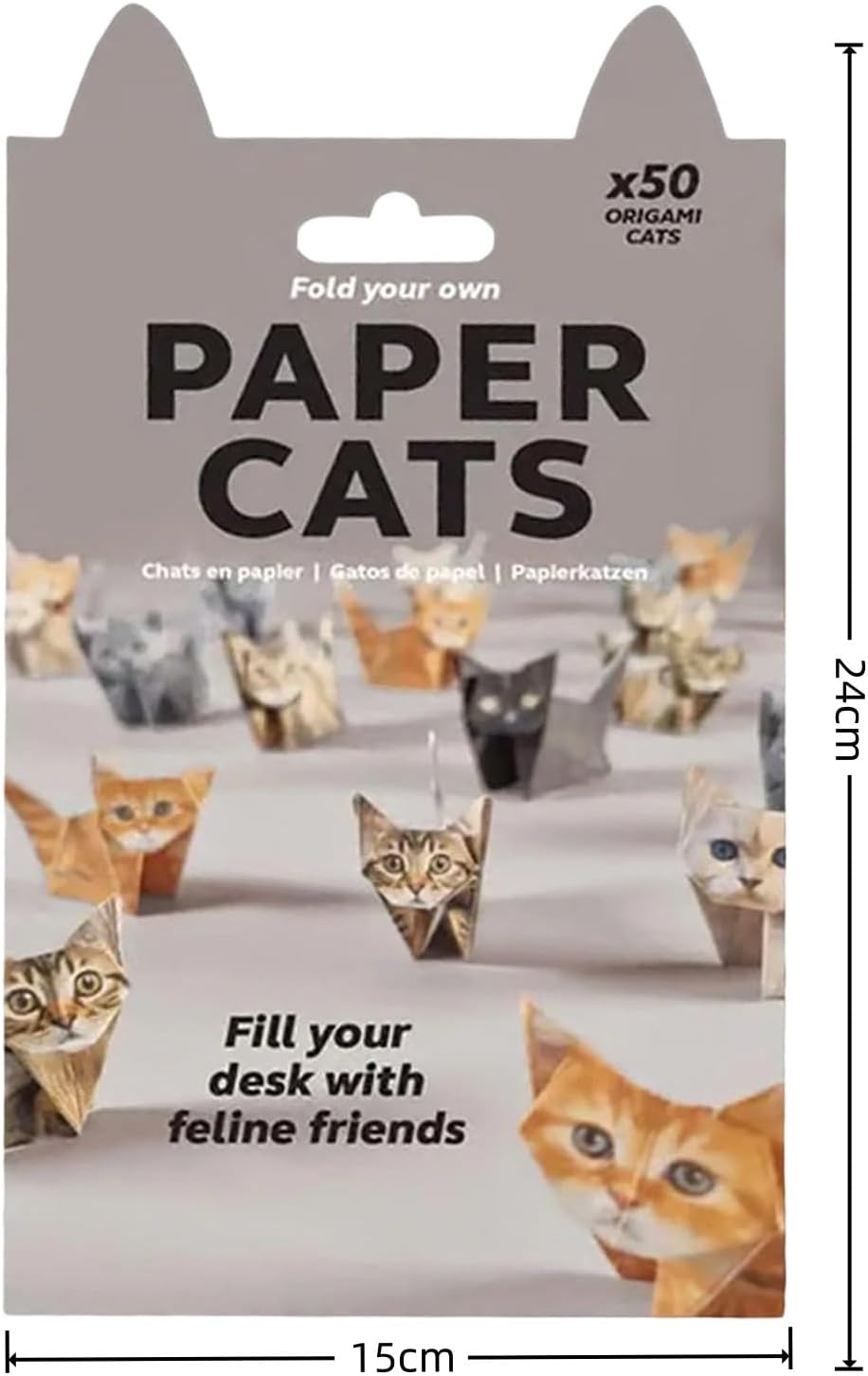 DIY Paper Cats Kit, Cute Kitten Origami Papercraft Kit, 50 Sheets DIY Origami Paper to Fold Cute Cat / Dog / Dinosaur Figures for Teens & Adults, Desk Decoration & Gift for Cat Lovers