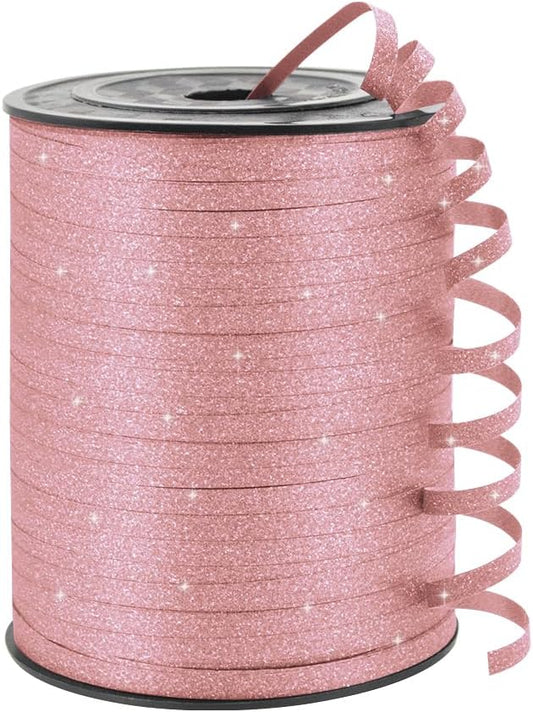KMER LIFE Pink Glitter Curling Ribbon, 1/5" Wide x 500 Yards Christmas Curling Ribbons for Gift Wrapping, Party Decoration, Balloon String, Crafting, Balloon Ribbons for Florist Flower (1 Roll)