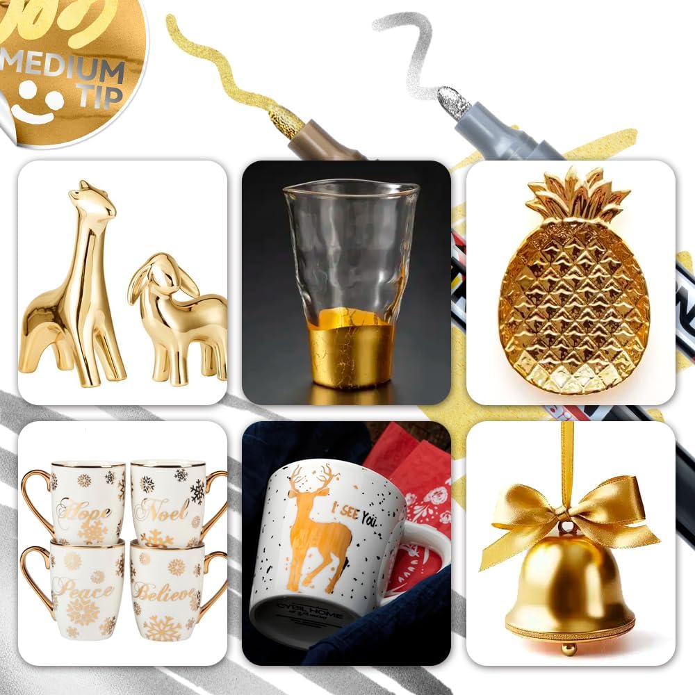 TRANSON 4 Colors Permanent Paint Markers for Fabric Rock Craft Diy Painting Medium Tip Oil Based Waterproof