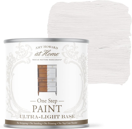 AMY HOWARD AT HOME Chalk-Based One Step Paint for Furniture, Cabinetry, Decor, Finish, and More | No Stripping, Sanding, or Priming | Ultra-Light Base | 32 Ounce | Italian Silver