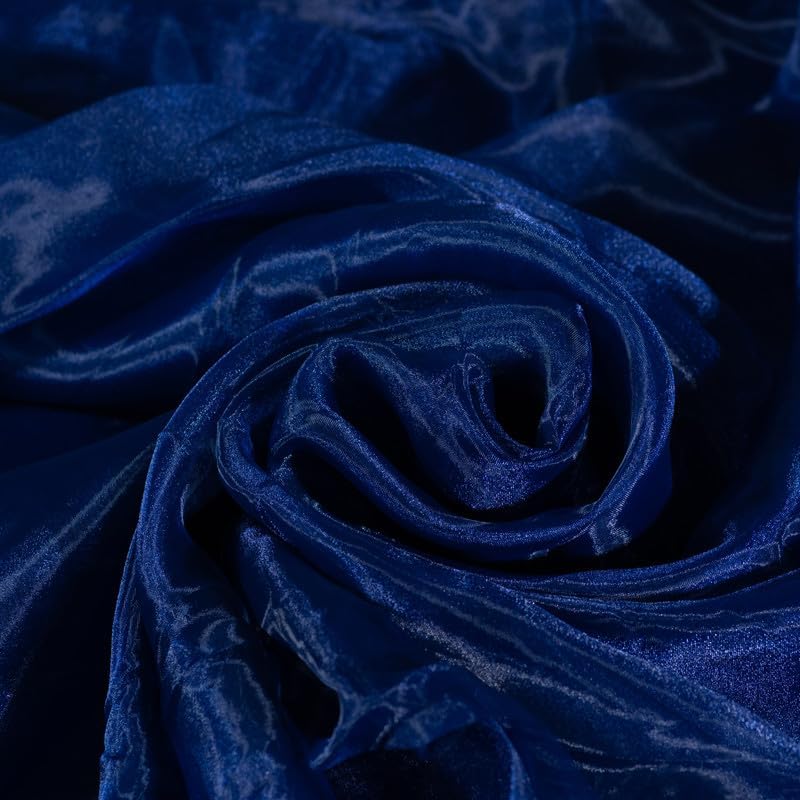 Fynite Navy Blue Organza Fabric by The Yard | 5 Yard Long | 44" Wide | Bridal Soft Sheer Organza Tulle for DIY Wedding Dress Fashion Craft Decorations