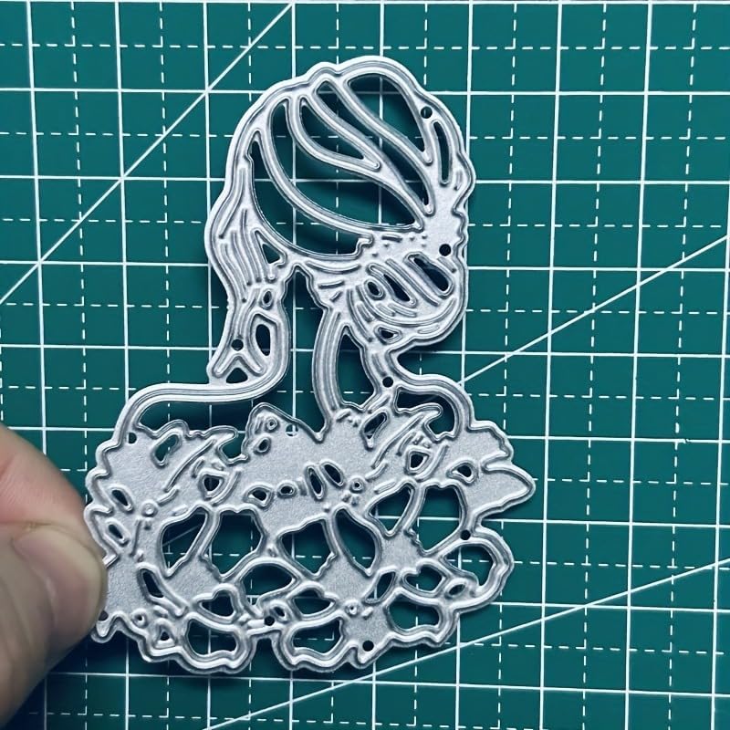 Lapoo Festivals Metal Cutting Die for Scrapbooking - Durable, Cut Stencils for DIY Scrapbook Photo Album Decorative Paper Card, Card Making Supplies, Embossing (Flower Lady Back 2.8 x 2 in)