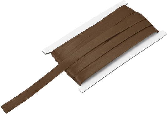 MECCANIXITY Double Fold Bias Tape for Sewing 5/8 Inch x 12 Yards Satin Pre-fold Continuous Binding Tape for Seaming Quilting Hemming Binding DIY Crafts, Brown