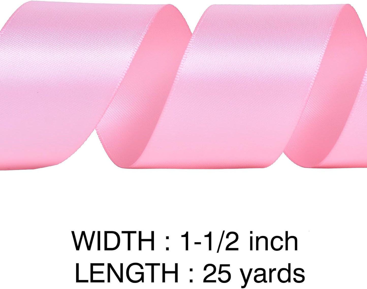 YAMA Pink Double Faced Satin Ribbon, 1 1/2 Inch 25 Yards, Great for Crafts Bows Flower Bouquet Wedding Home Decor Gift Wrapping