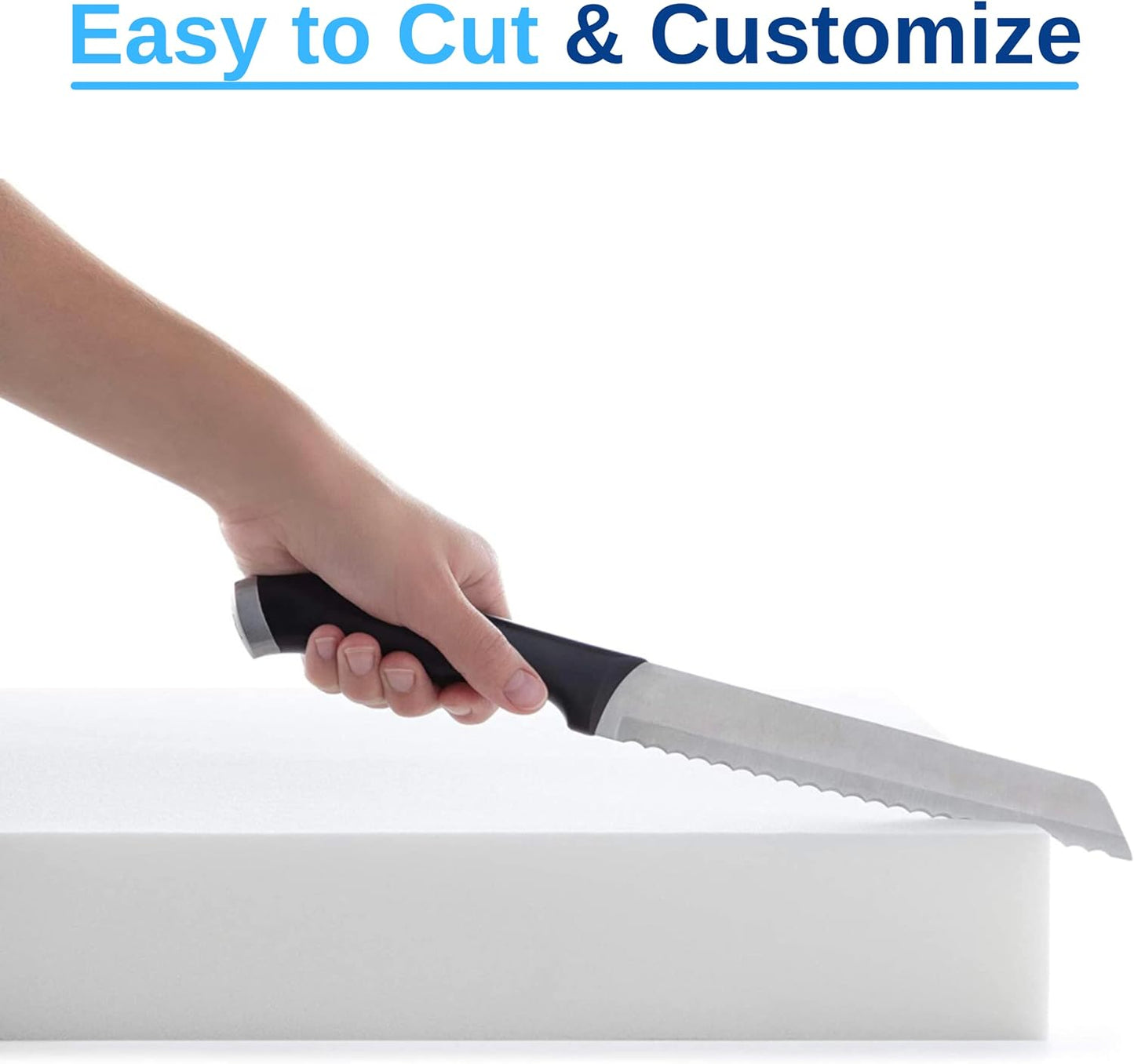 FoamRush 7" x 24" x 24" Gel Memory Foam Upholstery Square Cushion Medium Firm (Chair & Wheelchair Seat Cushion Replacement, Square Foam Dining Chairs, Couch, Sofa, Rubber Padding)