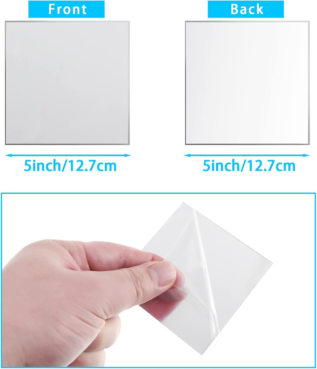 Jetec Mini Size Acrylic Square Mirror Adhesive Small Square Mirror Tiles for Crafts and DIY Projects Supplies(25 Pcs,5 Inches)