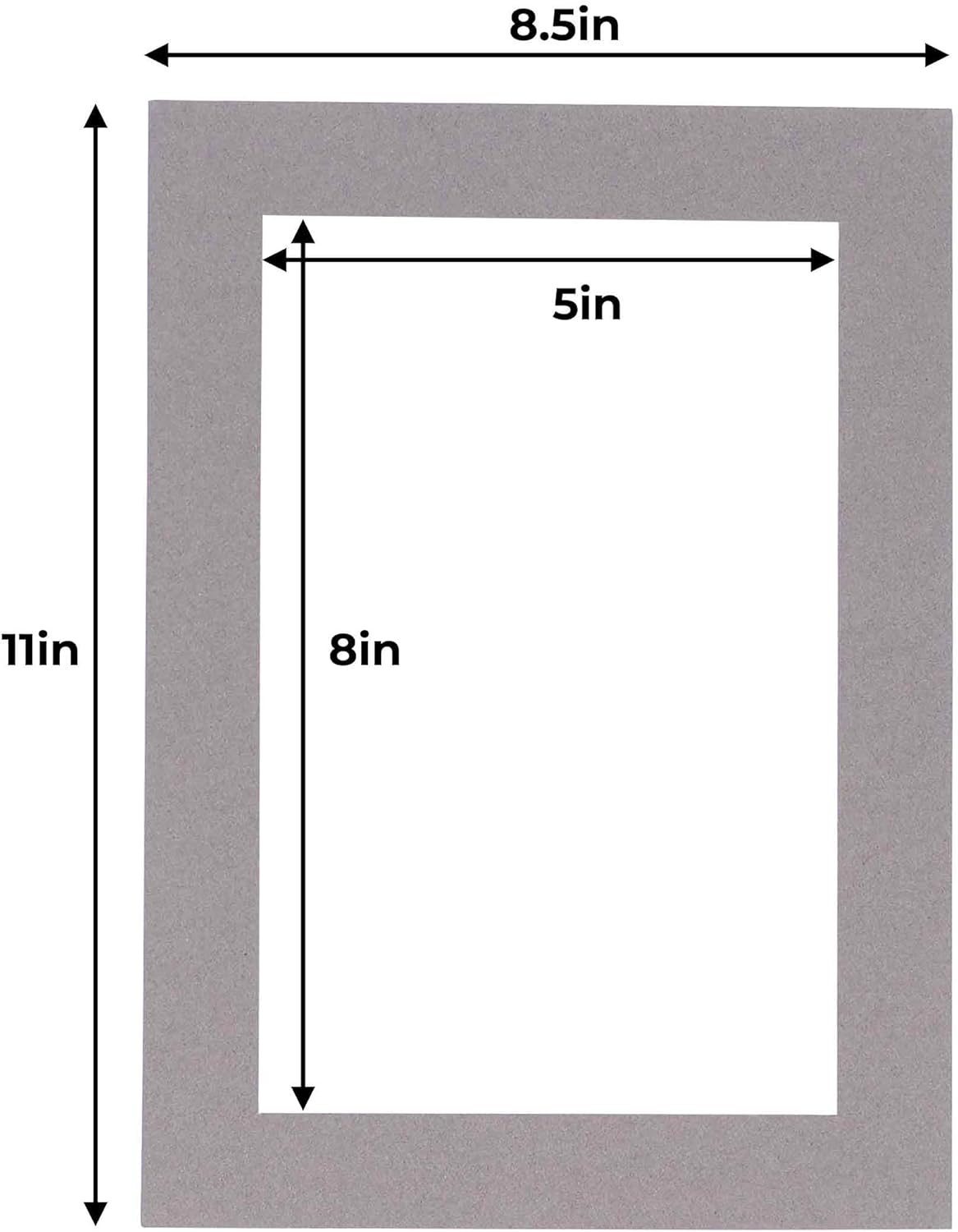 5.5x8.5 Mat for 8.5x11 Frame - Precut Mat Board Acid-Free Charcoal 5.5x8.5 Photo Matte for a 8.5x11 Picture Frame, Premium Matboard for Family Photos, Show Kits, Art, Picture Framing, Pack of 10 Mats