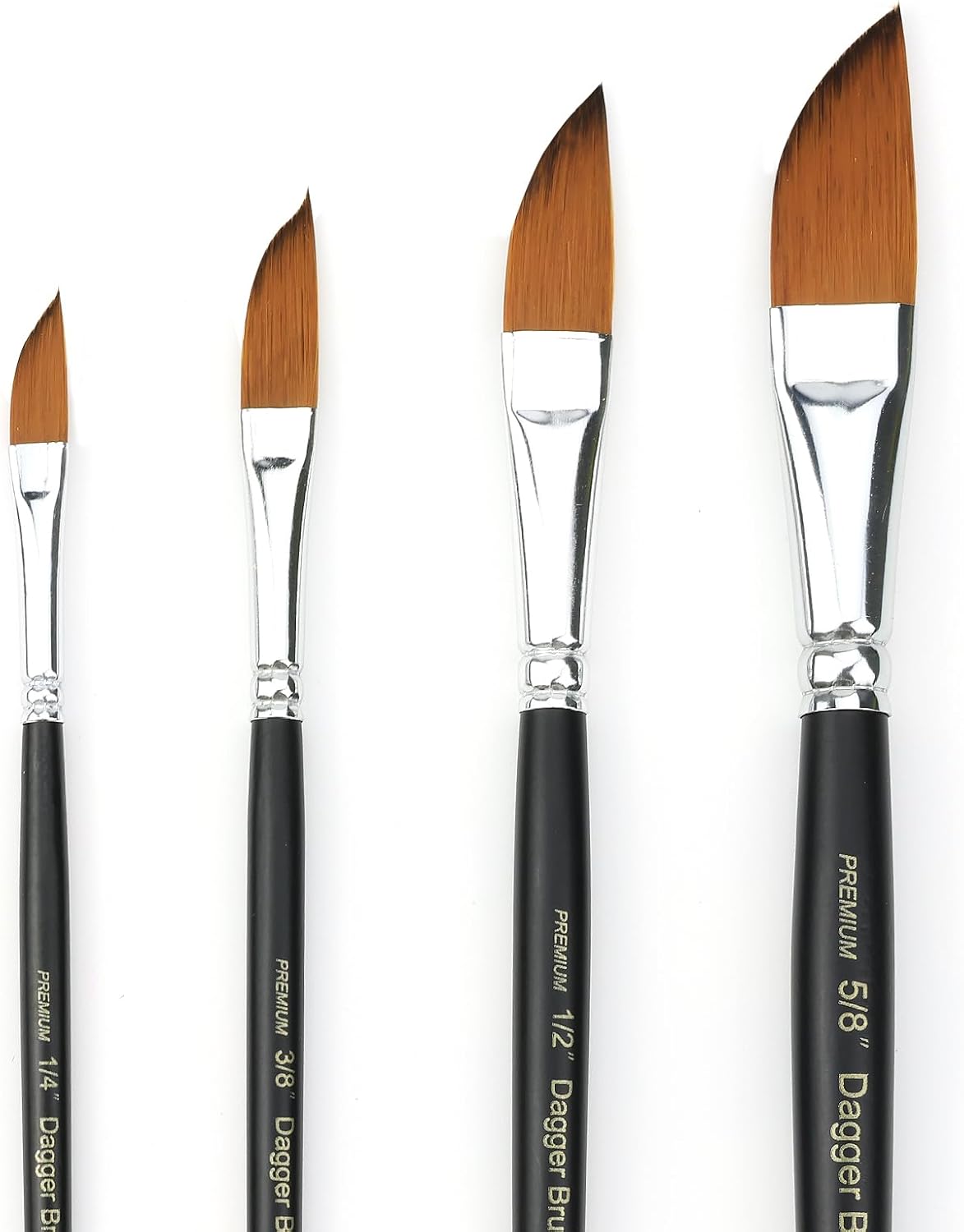 Dagger Striper Brush Set - 4 PCS Premium Watercolor Pinstriping Brushes Set with Korean Nylon Hair for Detail, Fine Lines, Acrylic, Ink, Gouache