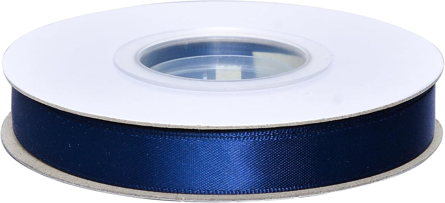 YAMA Navy Blue Double Faced Satin Ribbon, 1/2 Inch 25 Yards, Navy Ribbon for Gift Wrapping Crafts Hair Bows Wedding Party Decoration