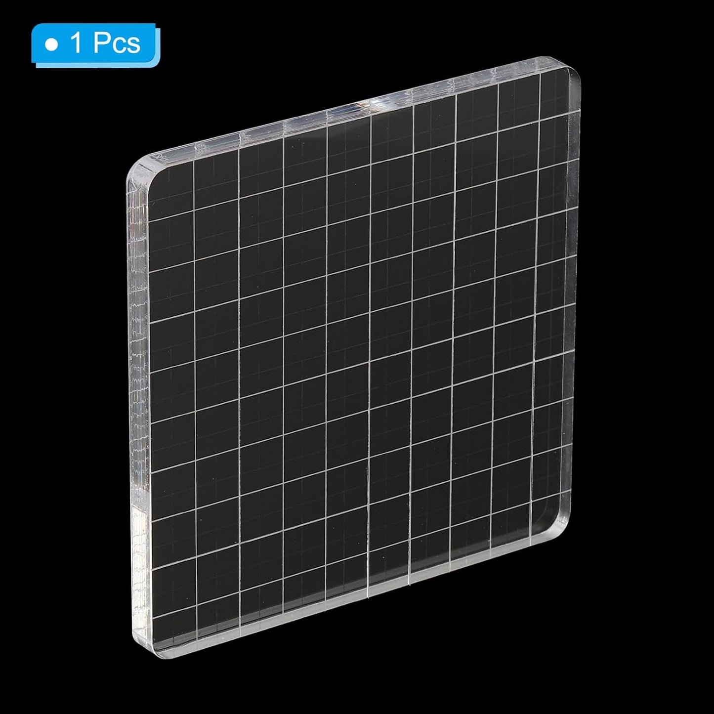 PATIKIL 4" x 4" Acrylic Stamp Block, Clear Stamping Block with Grid Lines Decorative Mounting Blocks Square for Scrapbooking DIY Crafts Card Making