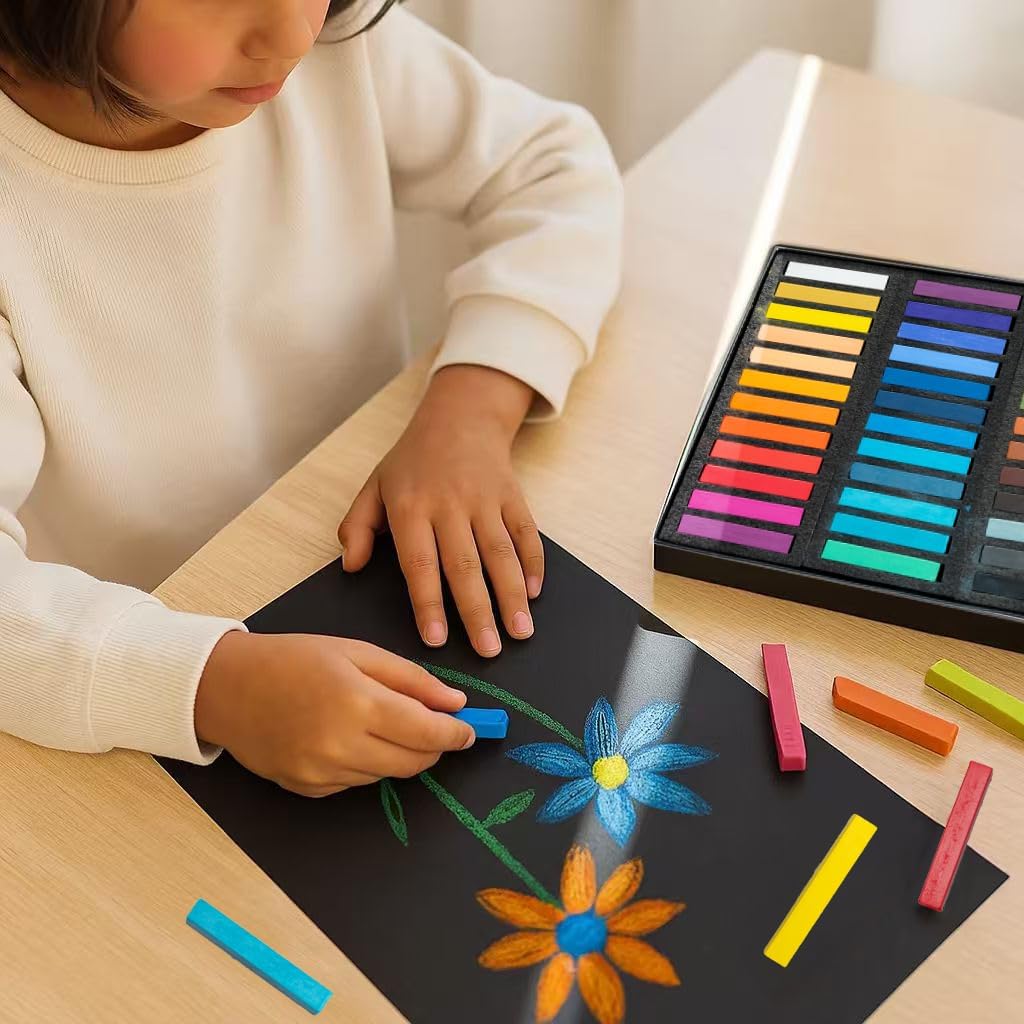 Soft Pastels Set, Square Chalk Pastel Sticks, Assorted Colors for Artists, Students & Beginners, Drawing, Coloring, Sketching, Shading, Blending & Layering (36 Colors)