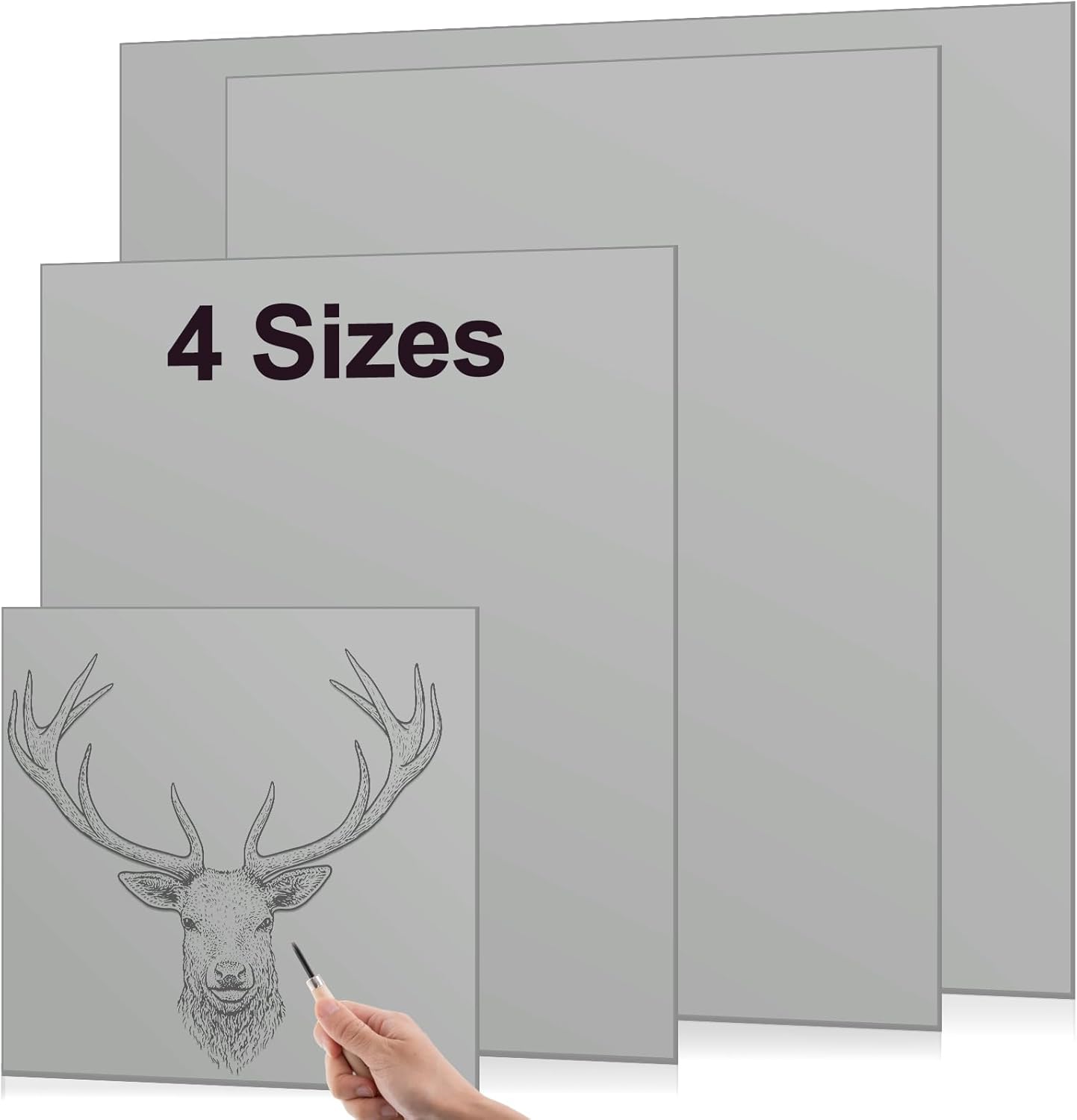 Yeaqee 8 Pcs Linoleum Block Rubber Carving Block Soft Linocut Blocks Large Linoleum Sheet Unmounted Lino Plates for Engraving Art Project Printmaking Artist Studio Supplies (Mixed Sizes,Gray)