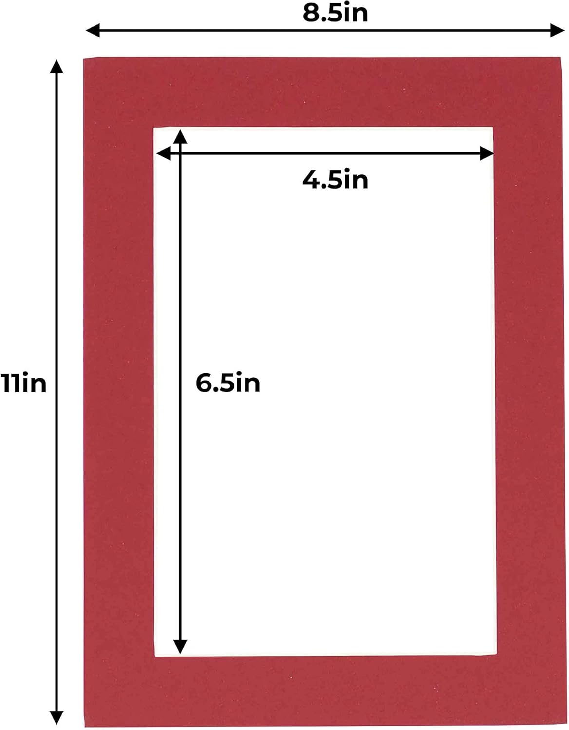 5x7 Mat for 8.5x11 Frame - Precut Mat Board Acid-Free Deep Red 5x7 Photo Matte Made to Fit a 8.5x11 Picture Frame, Premium Matboard for Family Photos, Show Kits, Art, Picture Framing, Pack of 25 Mats