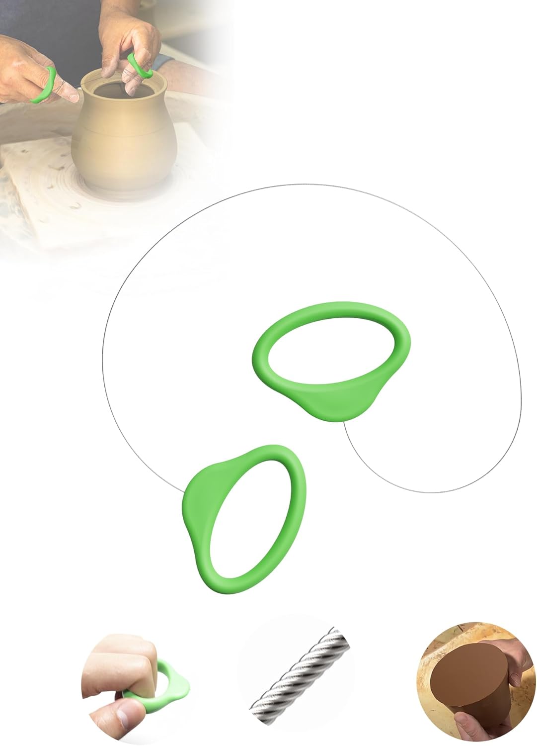 Pottery Wire Tool, Clay Cutting Wire, Green Handle Standard Pottery Wire Cutter, Cut Off Tool for Pottery and Clay Artists
