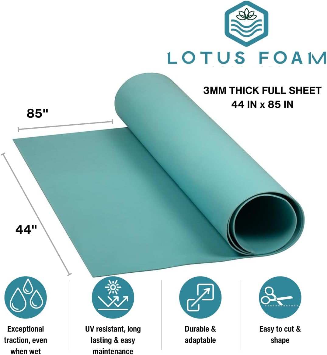 LotusFoam Large 3mm EVA Foam Sheet - 44"x 85" High Density Foam 130 kg/m3 for Cosplay, Costumes, Crafts, Flooring, Outdoor Use - 35 Colors (Coral Blue) - Coral Blue