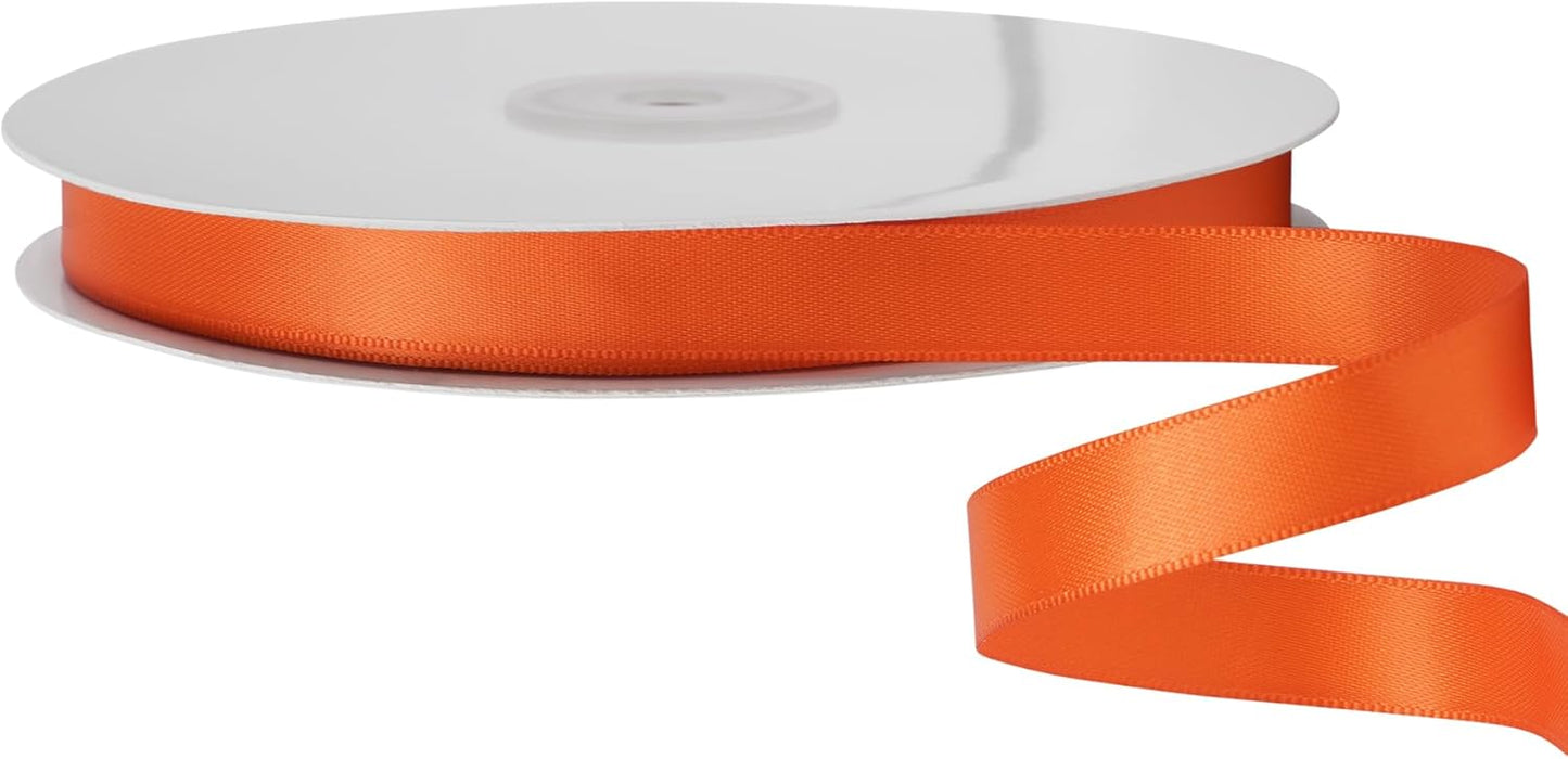 LIUYAXI Torrid Orange Satin Ribbon, Double Faced 1/2" X Continuous 25 Yards Ribbons Perfect for Gift Wrapping Bows Bouquet Wedding Craft and More