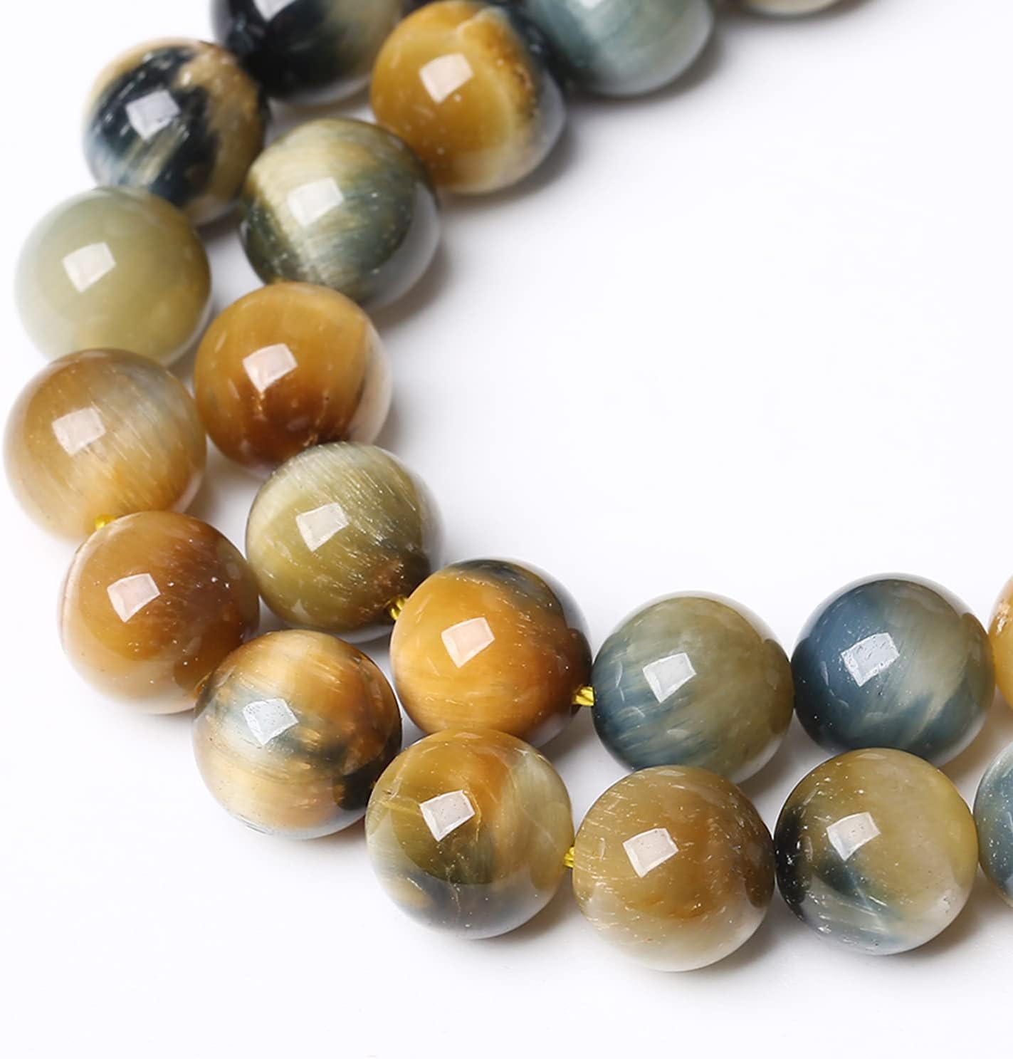 10mm 38Pcs AAAAA Tiger Eye Beads for Jewelry Making - Natural Stone Semi Precious Round Smooth Gemstones Loose Spacer Beads