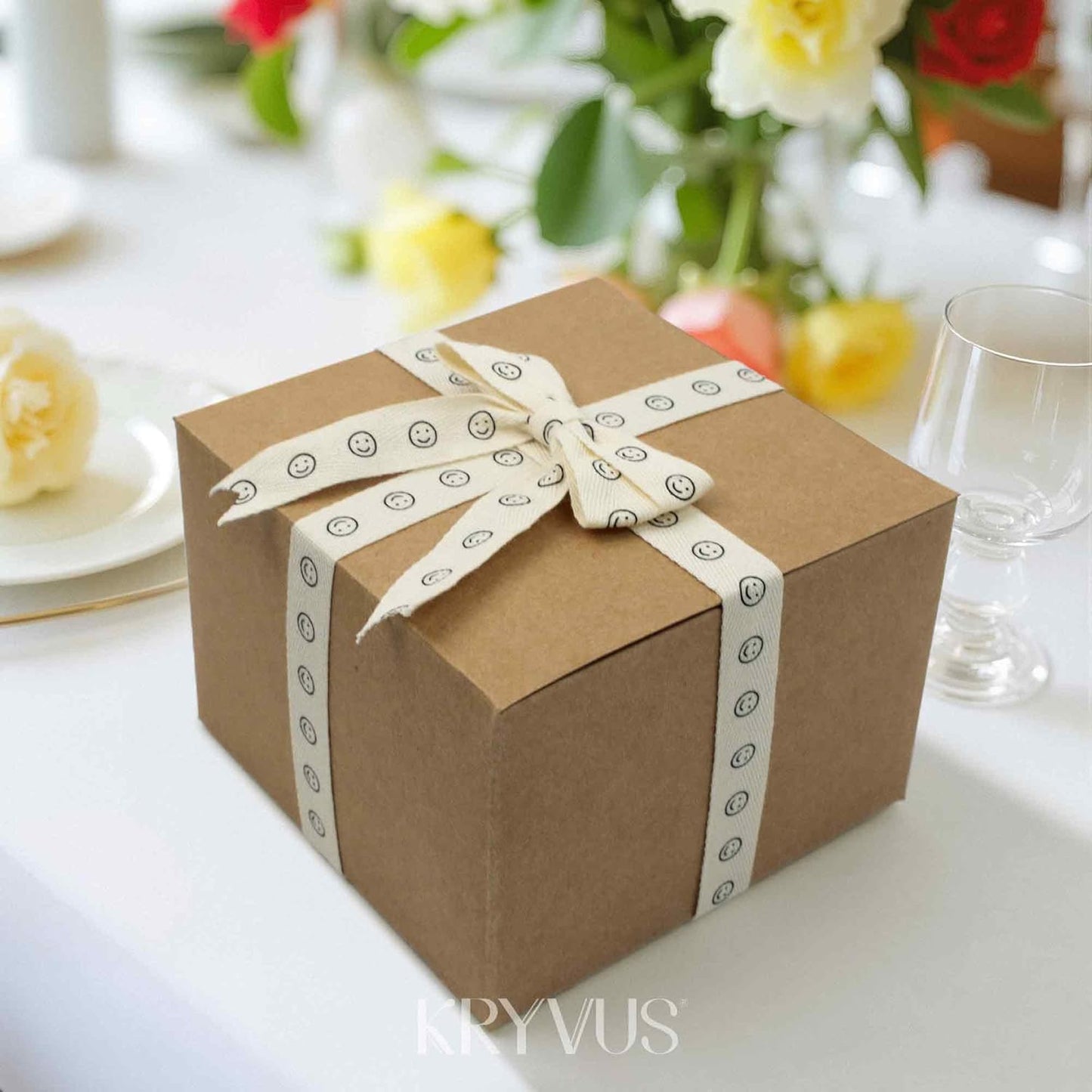 Smiley Faces Ribbon - 5/8 Inch x 12 Yards Natural Twill Tape Ribbon, Cotton Herringbone Ribbons for Gift Wrapping, Birthdays, Weddings, Christmas, Anniversaries, Valentine's Day, Mother's Day