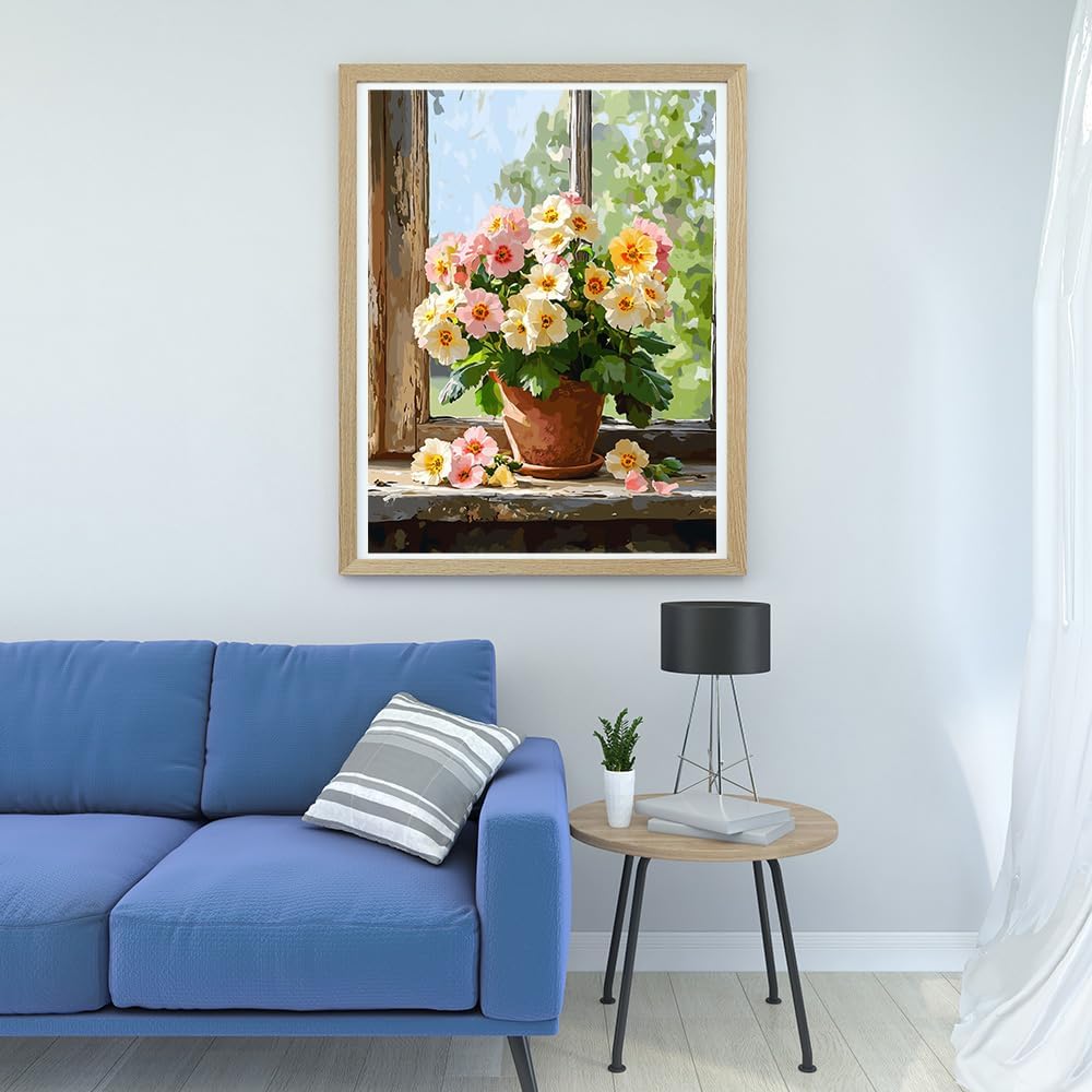 Moohue Art Crafts 14ct Counted Cross Stitch Patterns Kits Flowers Printed Stamped Cross Stitch Kits for Adults Needlepoint Kits (Beautiful Flowers)