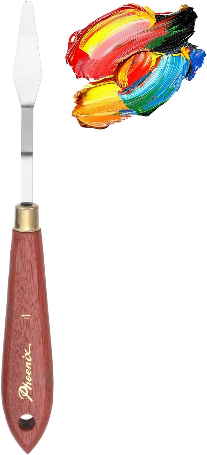 MECCANIXITY Pack of 1 Palette Knife No.4, 7.6" Long Palette Knives with Stainless Steel Flexible Spatula Pallet Knife and Wood Handle for Scraping, Mixing, Oil Acrylic Painting Canvas