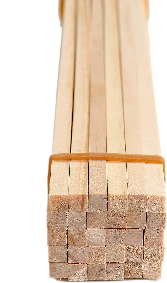 30 PCS 1/4 ×12 inch Wooden Square Dowel Rod, Small Hardwood Unfinished Wood Squrae Sticks for Crafts DIY Projects (30 Count)