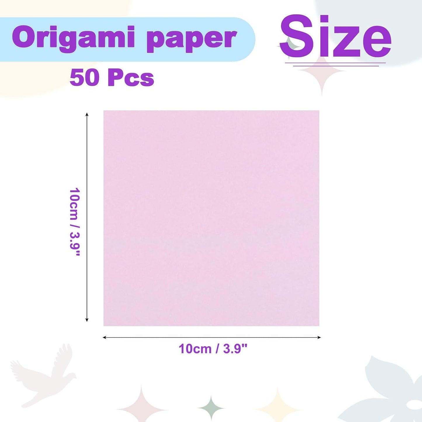 DMiotech 50 Sheets 3.9x3.9 Inch Origami Paper Large, 7 Colors Pink Square Origami Paper Easy Fold Double Sided Colored Paper for DIY Arts and Crafts