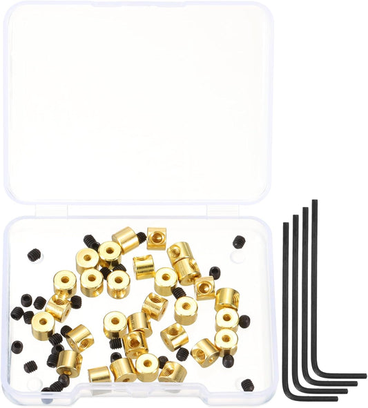 MECCANIXITY 30 Pcs Metal Locking Pin Backs, Locking Pin Keepers Locking Clasp 5mm(H) with 4 Wrench Replacement in Storage Case for Badge, Brooch, Gold Tone