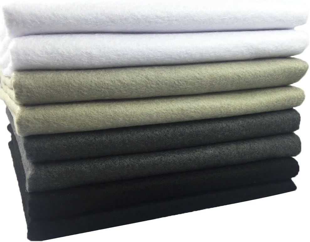 4pcs Thick 1.4mm Soft Felt Fabric Sheet Assorted Color Felt Pack DIY Craft Sewing Squares Nonwoven Patchwork (92x90cm Black & White)