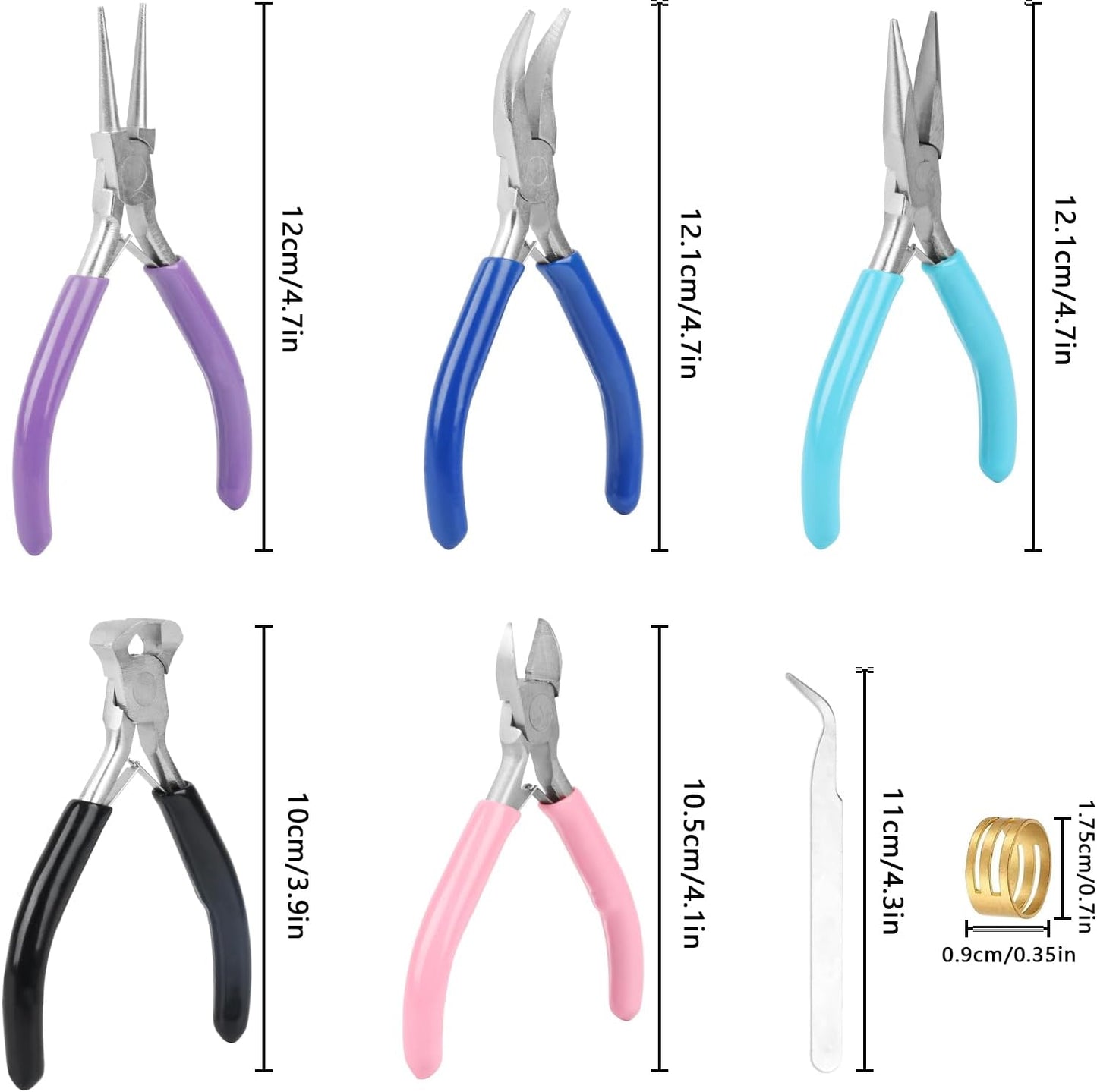 5 Pcs Jewelry Making Pliers Tools,Includes Needle,Round,Chain, Bent & Zipper Pliers for Repair, Wire Wrapping & Crafts DIY Craft Jewelry Making Supplies