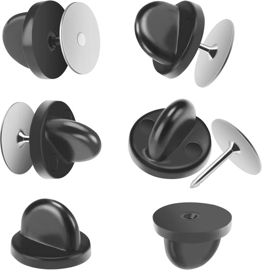 JANYUN 120 Pairs Rubber Blank Pin Backs Butterfly Clutch Backings Holder Tie Tacks Keepers Replacement with 9mm Length 10mm Width Lapel Enamel Pins for Craft Making