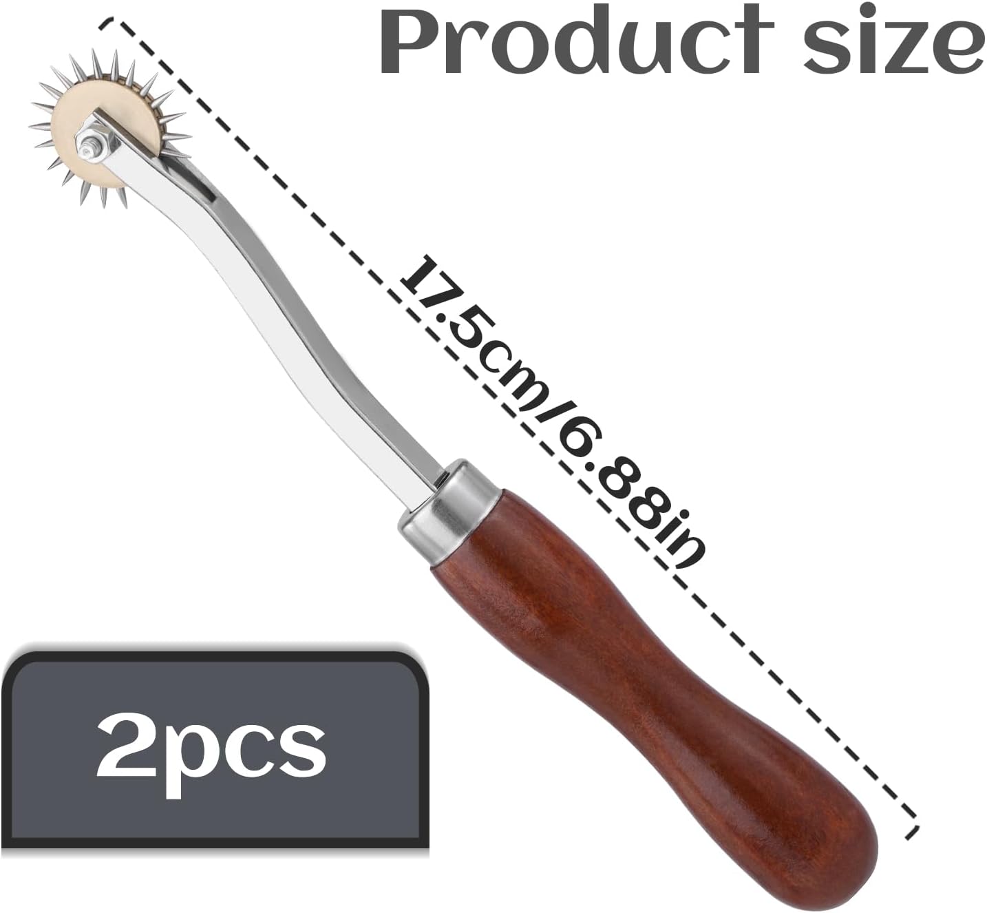 LUNARM 2 PCS Tracing Wheel Sewing Tool - Professional Stitch Marking Spacer, 4mm Leather Needle Point Tracing Wheel with Wooden Handle for Arts and Leather Crafts