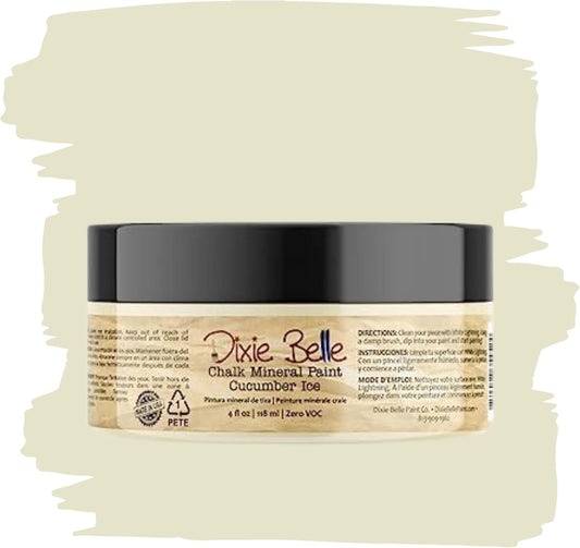 Dixie Belle Paint Company Chalk Finish Furniture Paint - Cucumber Ice (4oz) - Matte Subtle Green Chic Chalk Mineral DIY Furniture Paint