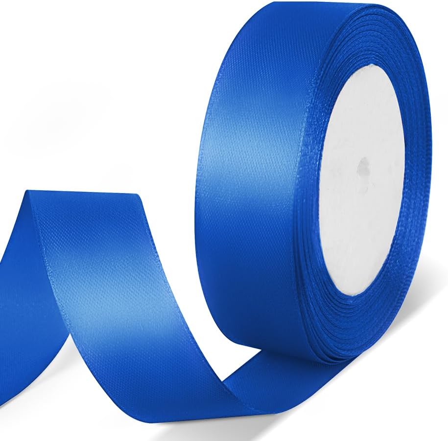 1" x 25 Yards Satin Ribbon, Royal Blue Silk Ribbon Ideal for Gift Wrapping, Floral Bouquets, Crafts, Wedding Party Decorations, Christmas and Sewing Projects