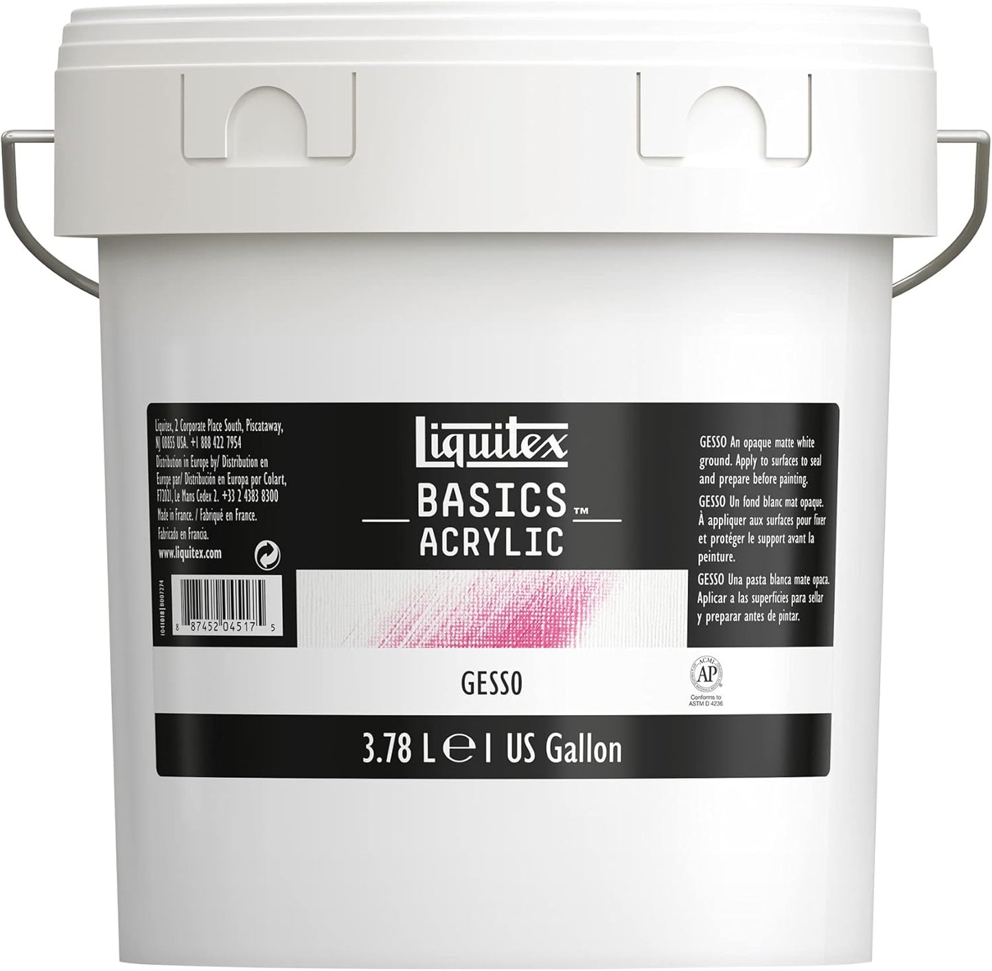 Liquitex BASICS Gesso Surface Prep Medium, 3.78L (128-oz) Tub, White
