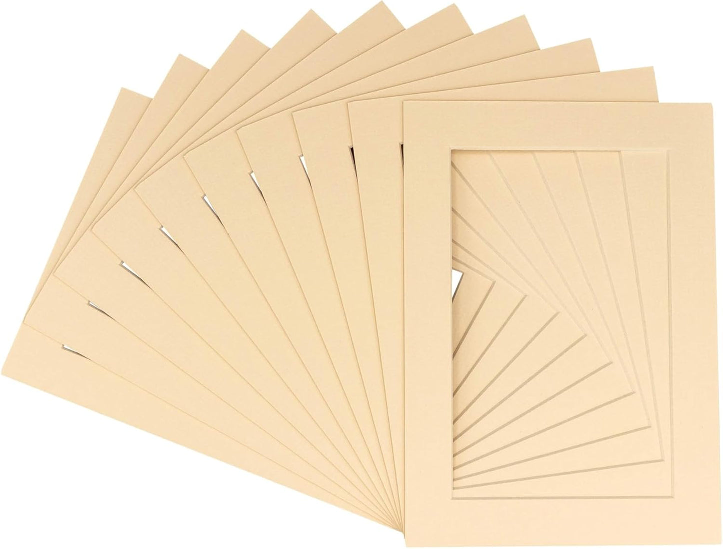 Pack of 25 Acid Free 11x14 Mats Bevel Cut for 8.5x11 Photos - Beige Precut Matboards With Backing Boards and Clear Photo Mat Bags For Pictures, Photos, Framing - 4-ply Thickness