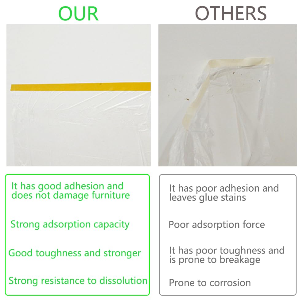 Pre-Taped Masking Film-43inx65ft Tape and Drape Painters Plastic Rolls, Plastic Painting Film for Automotive Painting Covering,Protective Drop Film for Furniture, Car, Floor (2rolls, 43in×65ft)